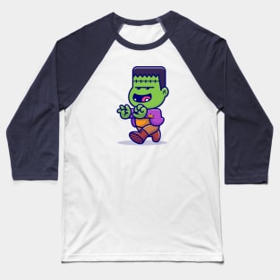 Cute Frankenstein Walking Cartoon Baseball T-Shirt